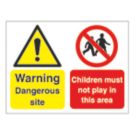 Essentials  "Warning Dangerous Site Children Must Not Play" Sign & Stanchion Frame 450mm x 600mm