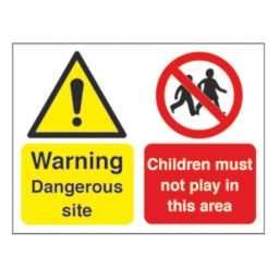 Essentials  "Warning Dangerous Site Children Must Not Play" Sign & Stanchion Frame 450mm x 600mm