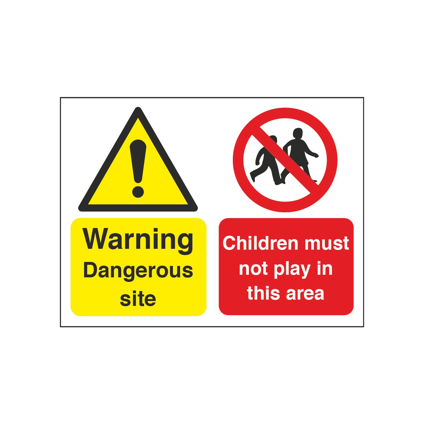 Essentials "Warning Dangerous Site Children Must Not Play" Sign & Stanchion Frame 450mm x 600mm (2460T)