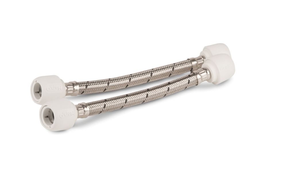 Hep2O Push-Fit Connection Flexible Tap Connectors 22mm x 22mm x 500mm 2 Pack