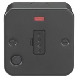 Knightsbridge  13A Unswitched Metal Clad Fused Spur & Flex Outlet with Neon Black
