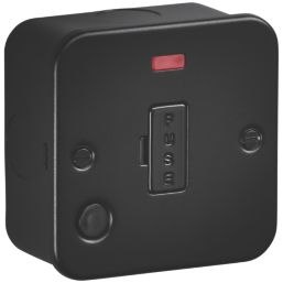 Knightsbridge  13A Unswitched Metal Clad Fused Spur & Flex Outlet with Neon Black