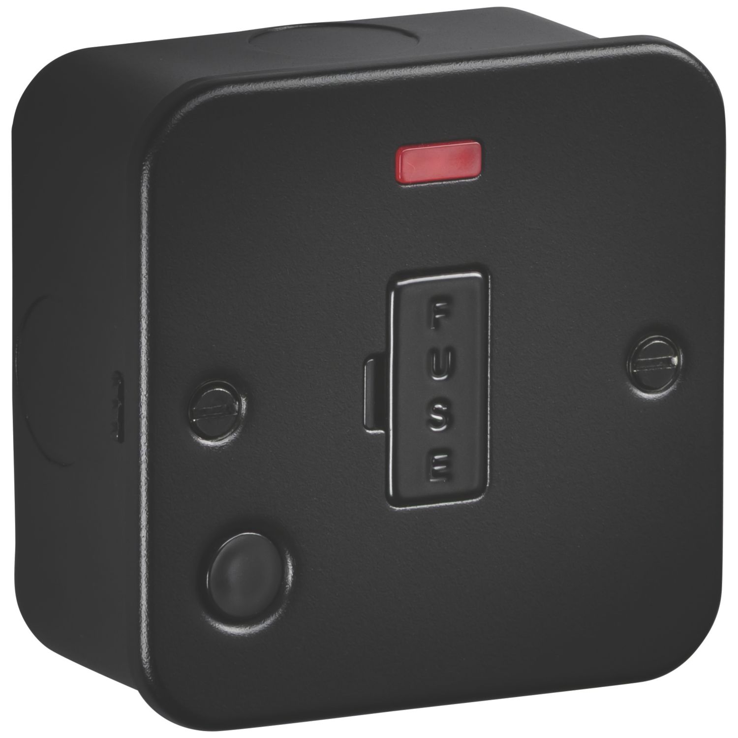 Knightsbridge 13A Unswitched Metal Clad Fused Spur & Flex Outlet with Neon Black (246AM)