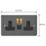 Varilight  13A 2-Gang SP Switched Socket + 4A 20W 2-Outlet Type A & C USB Charger Graphite Grey with Black Inserts