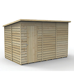 Forest 4Life 6' x 9' 6" (Nominal) Pent Overlap Timber Shed with Base & Assembly