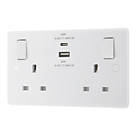 LAP  13A 2-Gang SP Switched Socket + 3A 45W 2-Outlet Type A & C USB Charger White with White Inserts