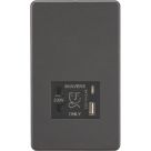 Knightsbridge  2-Gang Single Voltage Shaver Socket+ 2.4A 12W 2-Outlet Type A & C USB Charger 230V Smoked Bronze with Black Inserts