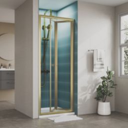 ETAL  Framed Rectangular Bi-Fold Shower Door Brushed Brass 890mm x 1900mm