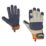 ClipGlove Leather Palm   Goatskin Leather Gardening Gloves Navy / Cream Large