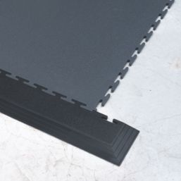Ecotile Recycled T-Joint  Interlocking 7mm Corner Ramps Black 588mm x 90mm 2 Pack