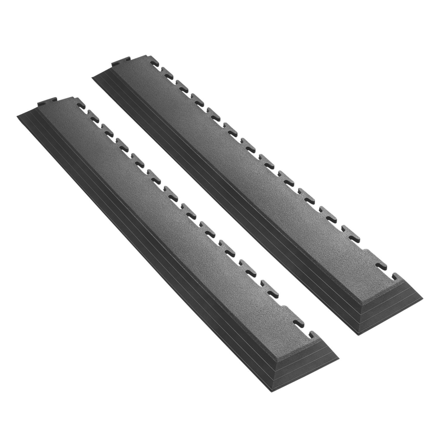 Ecotile Recycled T-Joint Interlocking 7mm Corner Ramps Black 588mm x 90mm 2 Pack (246YU)
