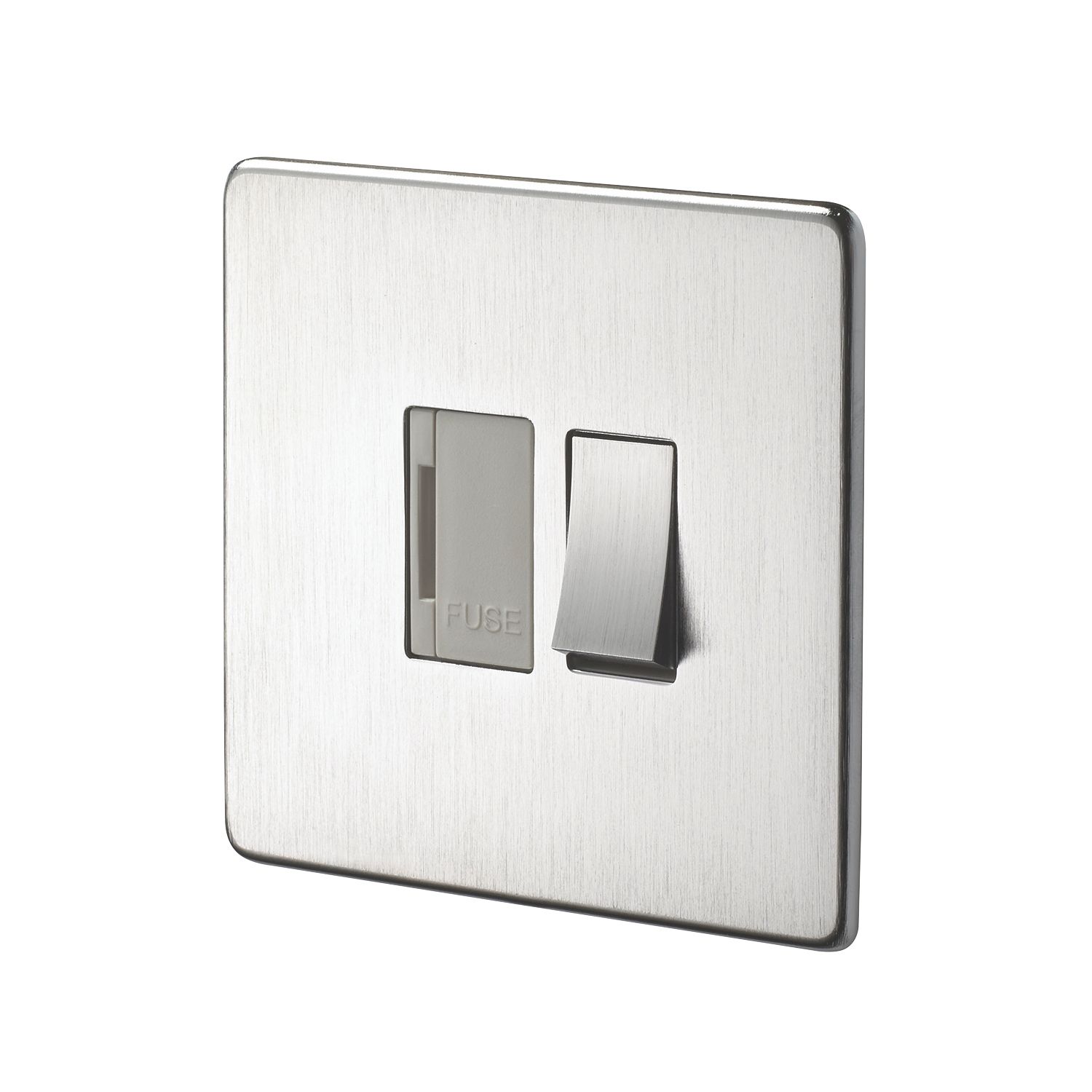 Crabtree Platinum 13A Switched Fused Spur Satin Chrome with White Inserts (24746)