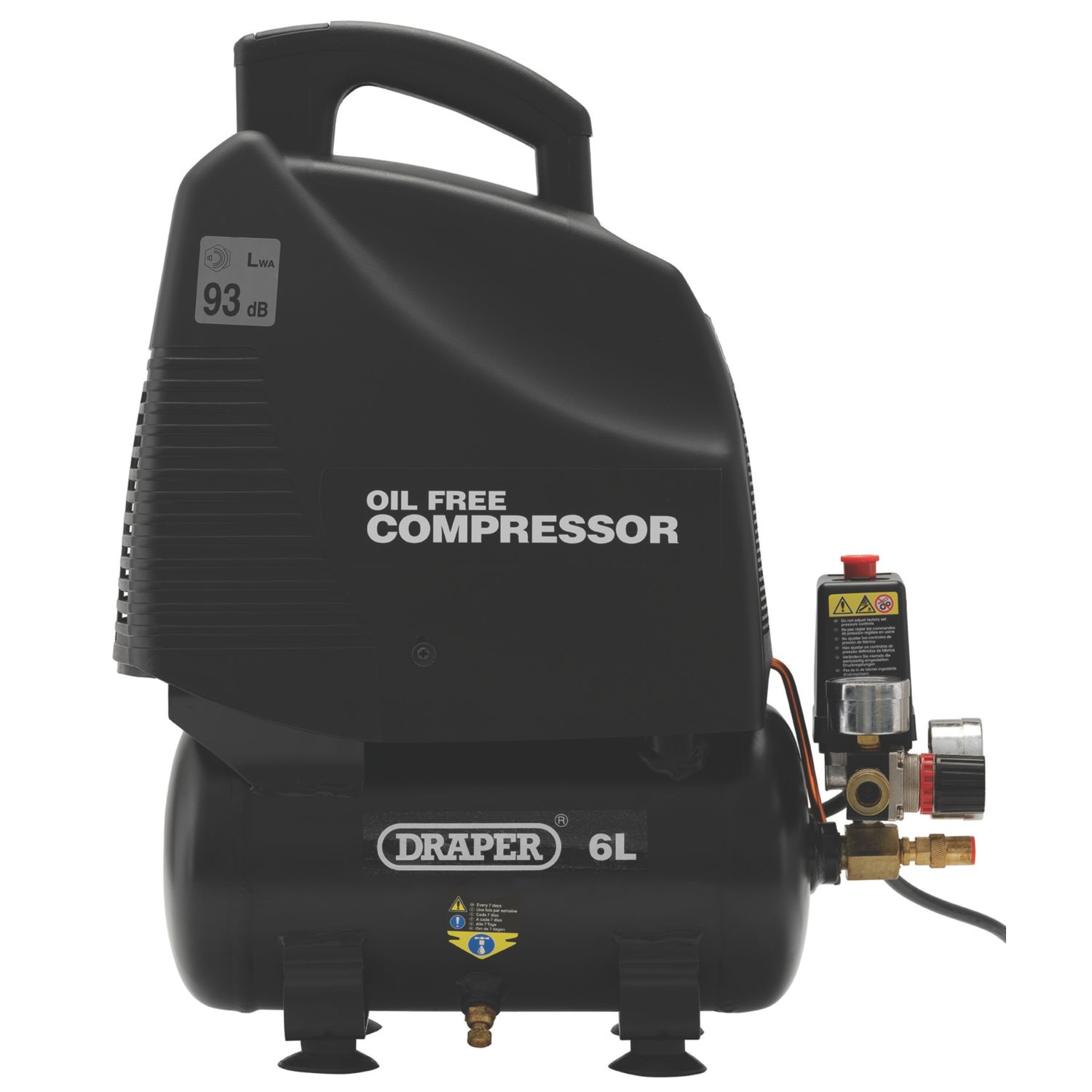Draper 24974 6Ltr Brushless Electric Oil-Free Air Compressor 230V (247CM)