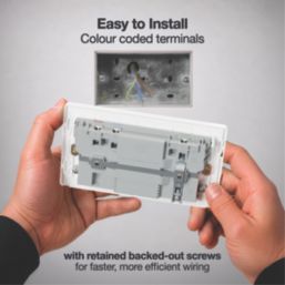 British General Evolve 13A 2-Gang SP Switched Socket + 3.25A 22W 2-Outlet Type C USB Charger Pearlescent White with White Inserts