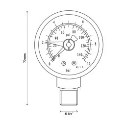 Flomasta Bottom Connection Pressure Gauge 10bar