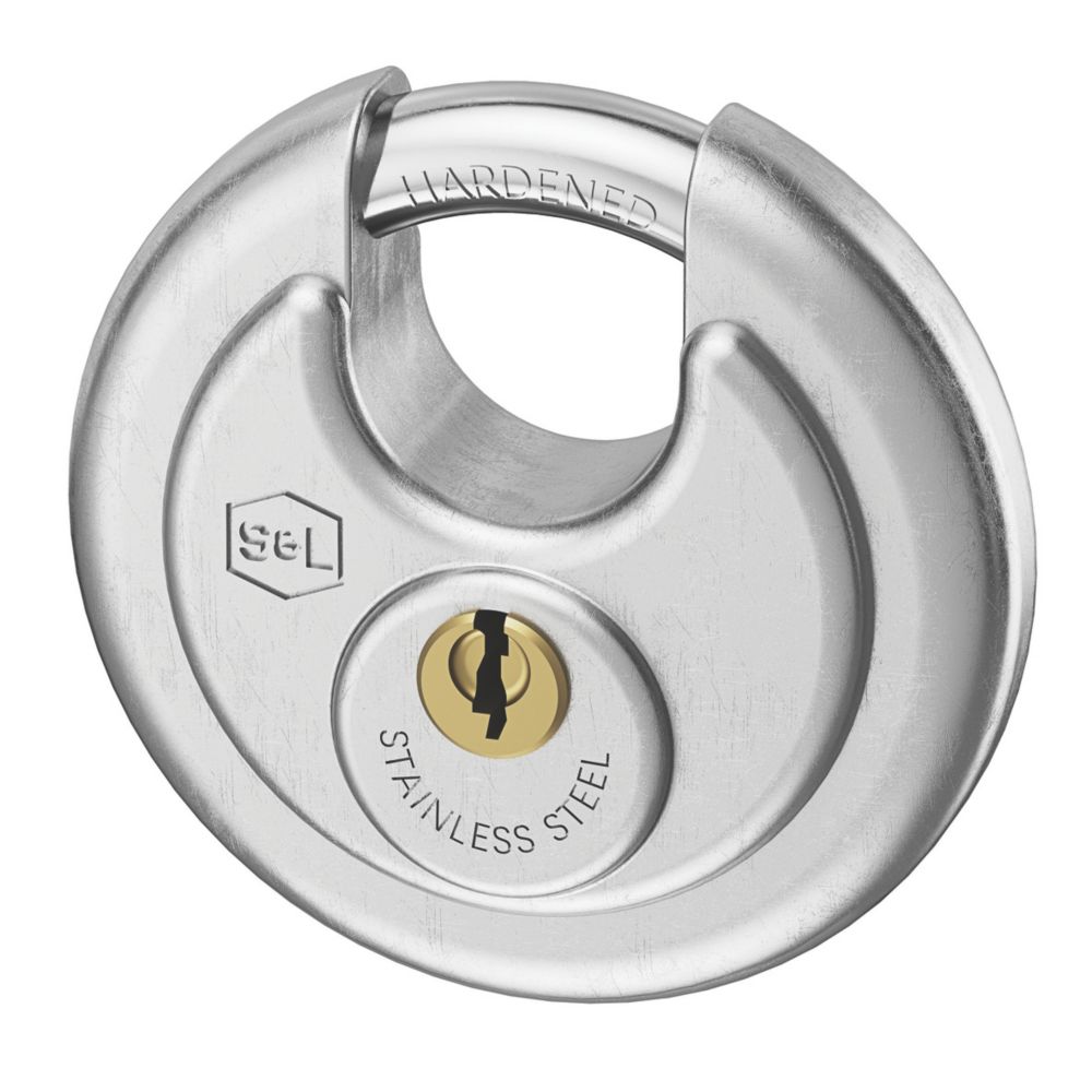 Smith & Locke Stainless Steel Disc Padlock 80mm - Screwfix