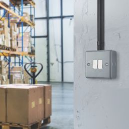 British General  10A 2-Gang 2-Way Metal Clad Light Switch with White Inserts
