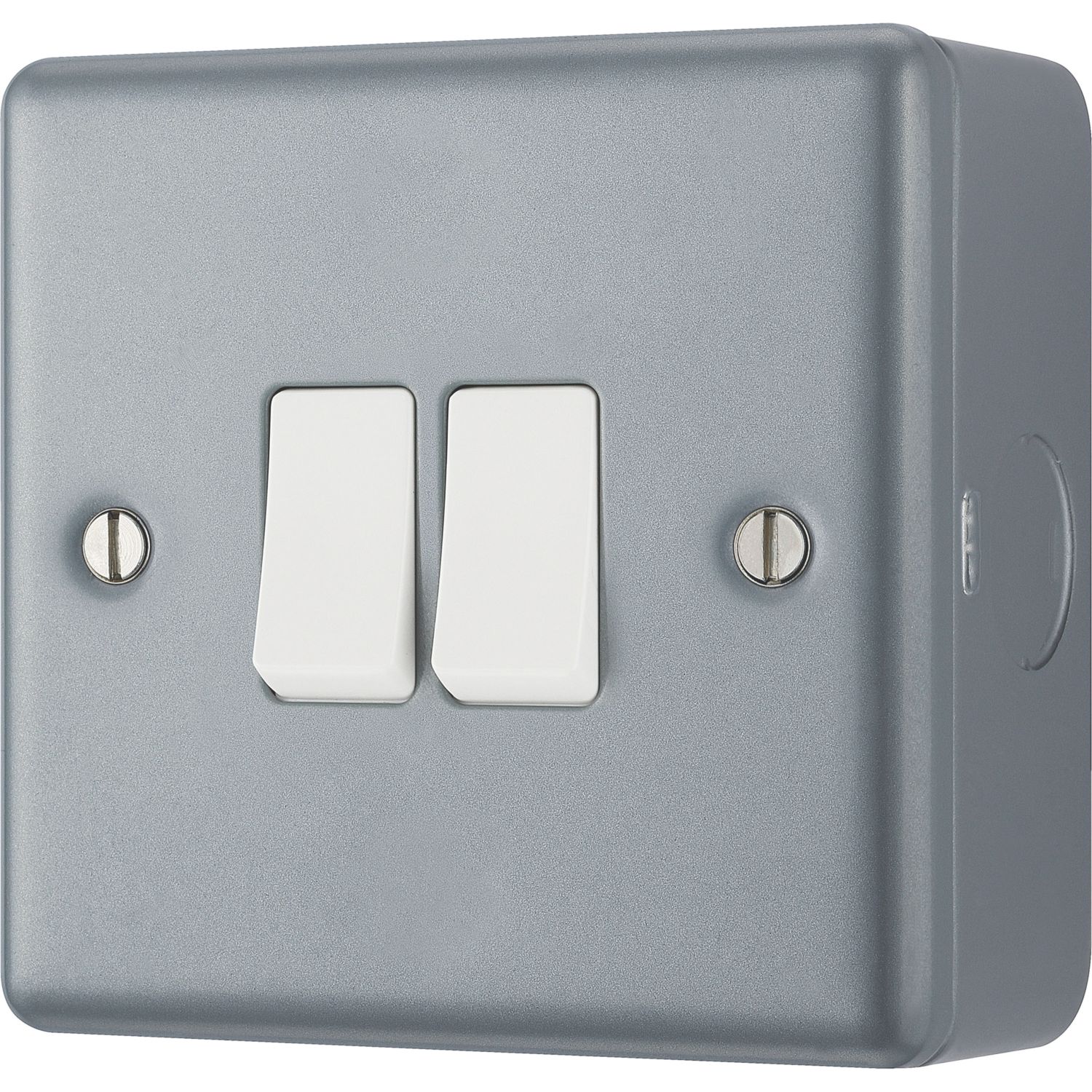 British General 10A 2-Gang 2-Way Metal Clad Light Switch with White Inserts (247PF)