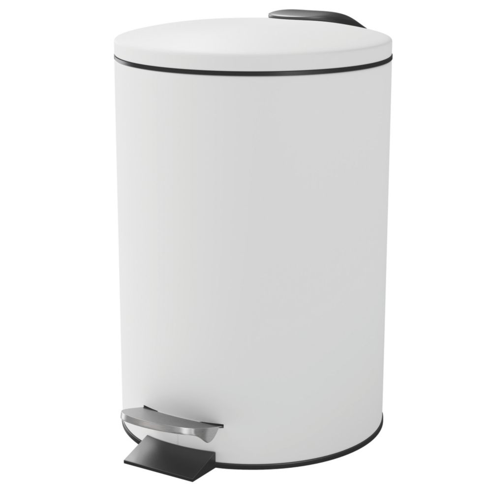 Koros Pedal Bin White Gloss 3Ltr - Screwfix