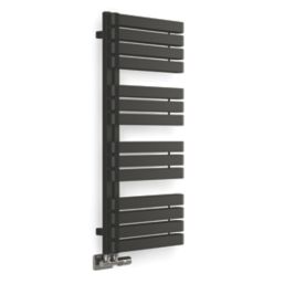 Terma 1110mm x 500mm 2605BTU Black Flat Designer Towel Radiator Screwfix