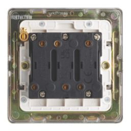 Contactum Lyric 10AX 1-Gang 3-Pole Fan Isolator Switch Brushed Steel  with White Inserts