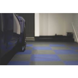 Garage Floor Tile Company X Joint Double Garage Interlocking Floor Tile  Pack Blue / Graphite 27m² 117 Pieces - Screwfix