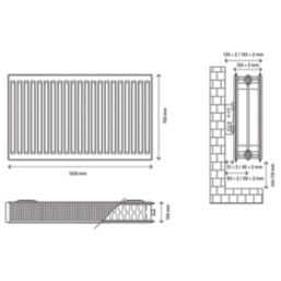 Flomasta 700mm x 1200mm 7909BTU White Type 22 Convector Radiator