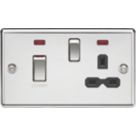 Knightsbridge  45A 2-Gang DP Cooker Switch & 13A DP Switched Socket Polished Chrome with LED with Black Inserts