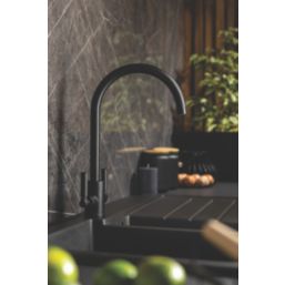 Streame by Abode Brolle Swan Dual-Lever Mono Mixer Kitchen Tap Matt Black