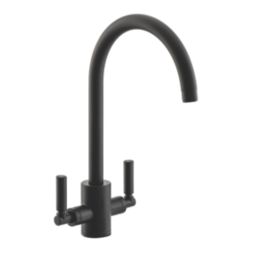 Streame by Abode Brolle Swan Dual-Lever Mono Mixer Kitchen Tap Matt Black
