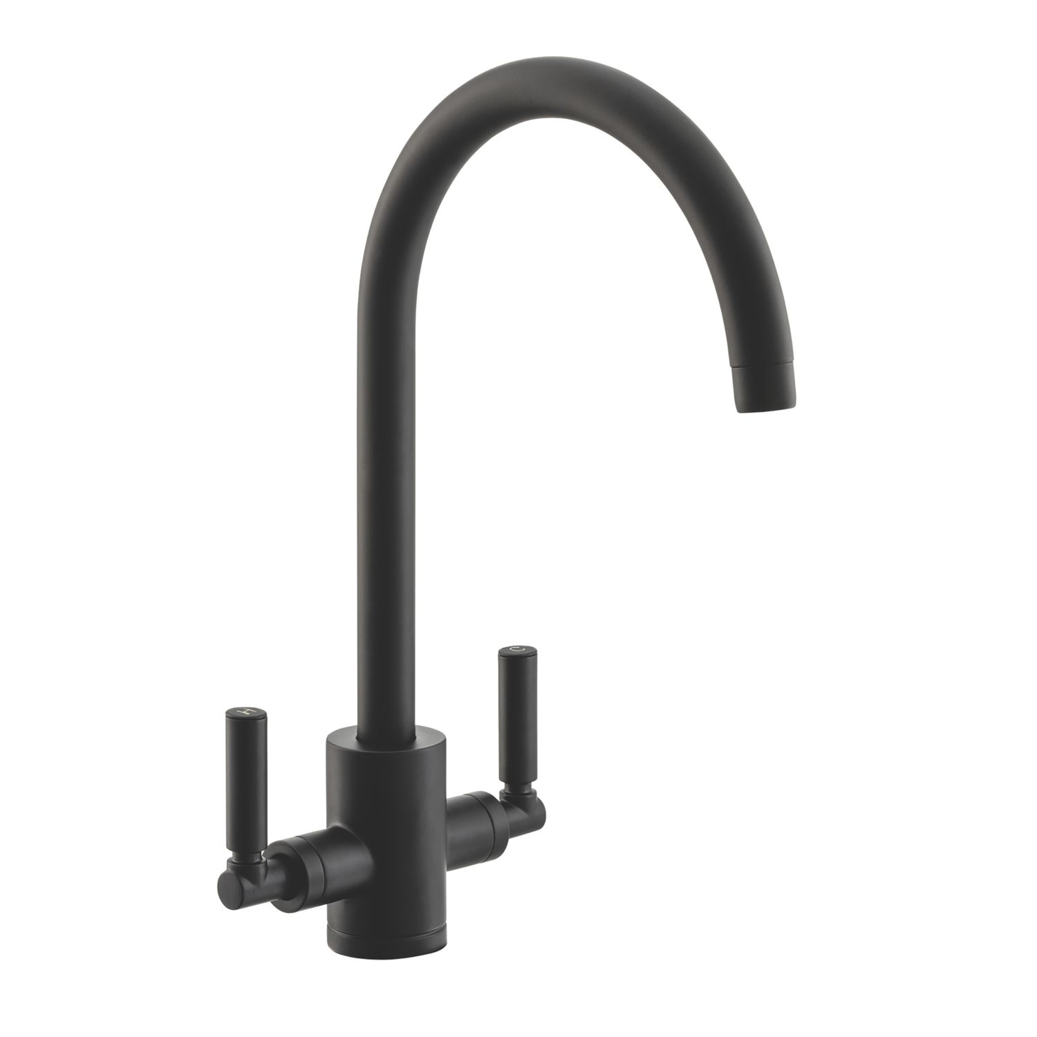 Streame by Abode Brolle Swan Dual-Lever Mono Mixer Kitchen Tap Matt Black (248JM)