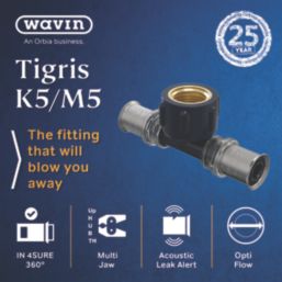 Wavin Tigris K5 Multi-Layer Composite Press-Fit Adapting One-Sided Female Tees 16mm x 0.5" x 16mm 10 Pack