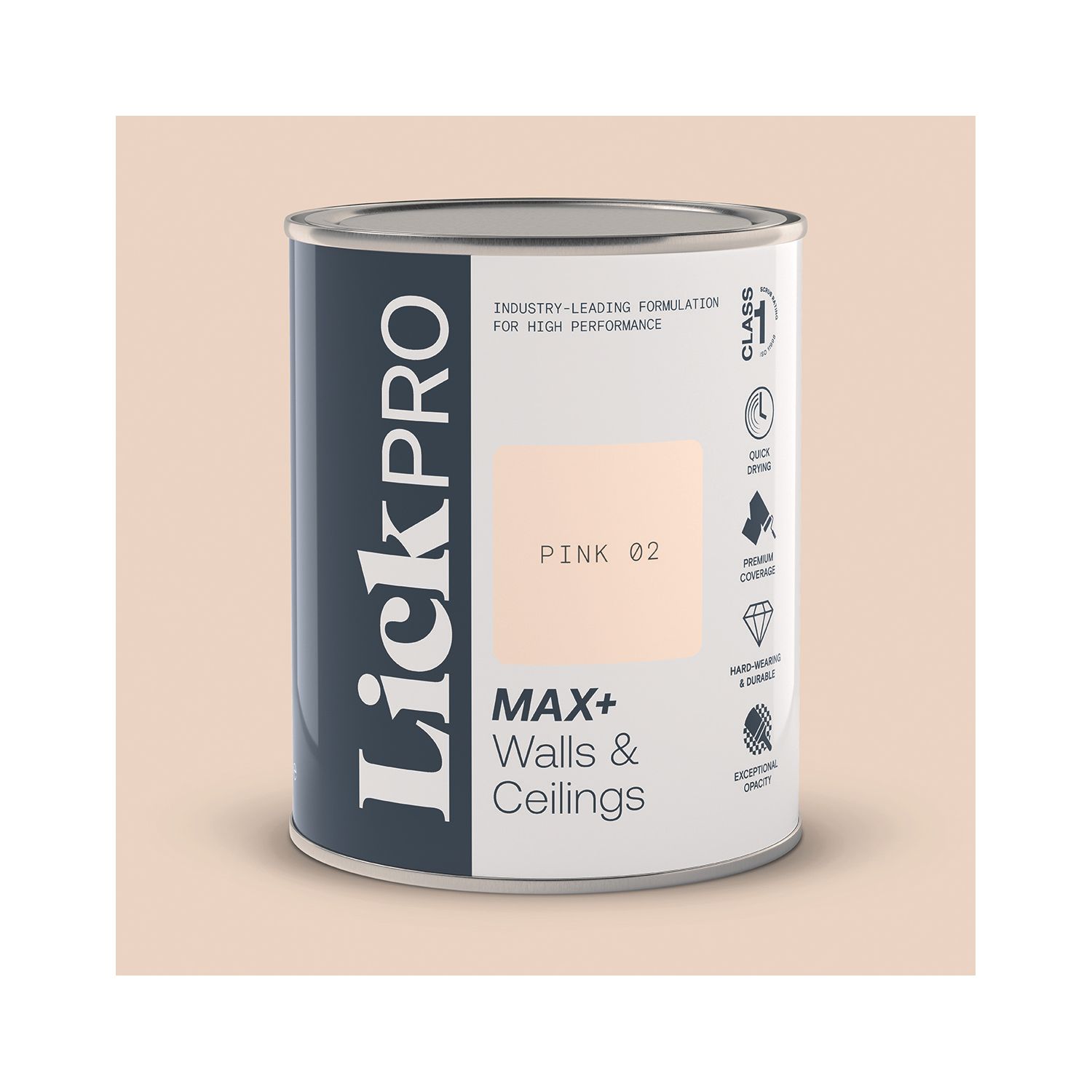 LickPro Max+ 1Ltr Pink 02 Matt Emulsion Paint (248TM)