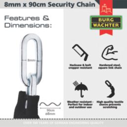 Burg-Wachter Hardened Steel Heavy Duty Chain 0.9m x 8mm