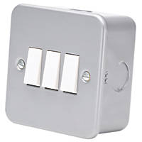 10AX 3-Gang 2-Way Metal Clad Switch with White Inserts