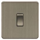 Knightsbridge Screwless 10AX 1-Gang 1-Way Double Pole Switch  Antique Brass