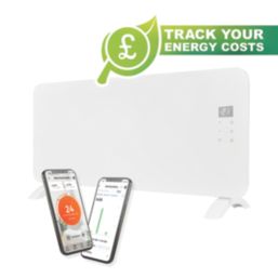 Masterplug Auraline 2000W Electric Glass Panel Heater 430mm x 920mm White 6824BTU