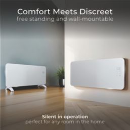 Masterplug Auraline 2000W Electric Glass Panel Heater 430mm x 920mm White 6824BTU