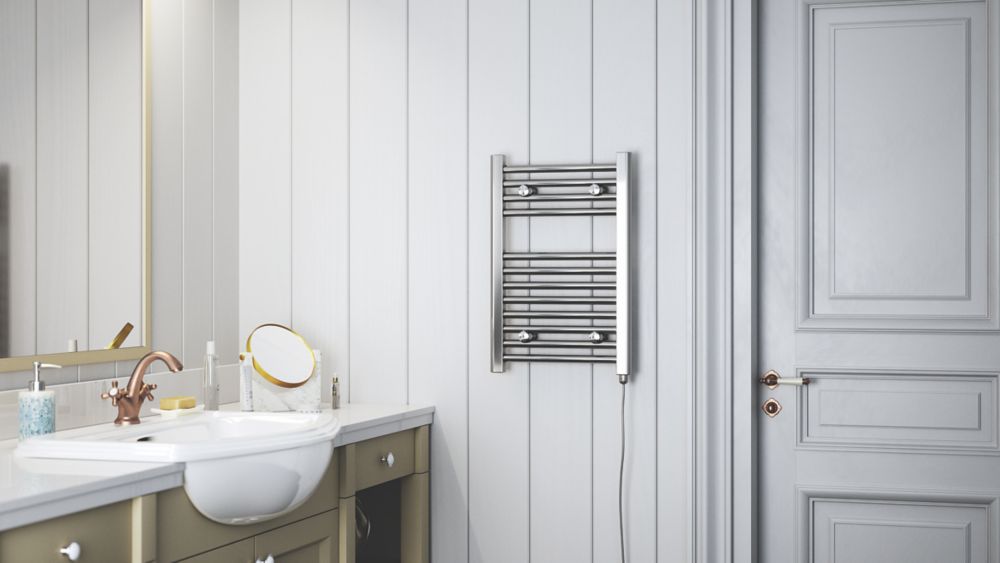 Terma 600mm x 400mm 512BTU Chrome Flat Electric Towel Radiator