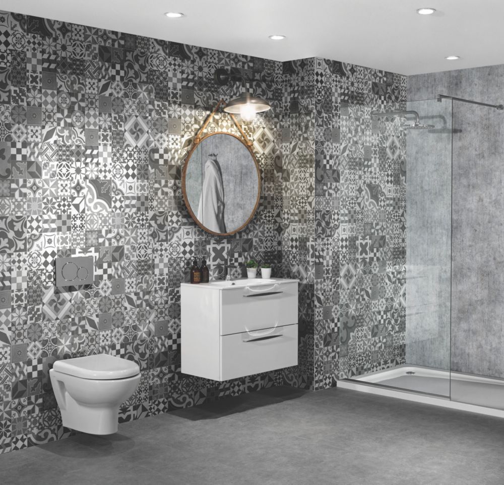 Splashwall Abruzzo Postformed Bathroom Wall Panel Matt Grey  1200mm x 2420mm x 10mm