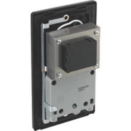 British General Evolve 2-Gang Dual Voltage Shaver Socket 115/240V Matt Black with Black Inserts