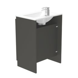 Newland  Double Door Floor Standing Vanity Unit with Basin Matt Midnight Mist 600mm x 450mm x 840mm