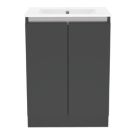 Newland  Double Door Floor Standing Vanity Unit with Basin Matt Midnight Mist 600mm x 450mm x 840mm