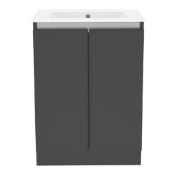 Newland  Double Door Floor Standing Vanity Unit with Basin Matt Midnight Mist 600mm x 450mm x 840mm