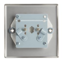 Contactum iConic 2-Gang Female Coaxial TV Socket Brushed Steel with White Inserts