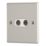Contactum iConic 2-Gang Female Coaxial TV Socket Brushed Steel with White Inserts