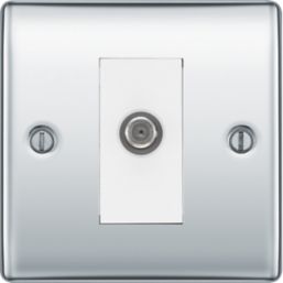 British General Nexus Metal 1-Gang Single Satellite Socket Polished Chrome