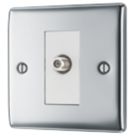 British General Nexus Metal 1-Gang Single Satellite Socket Polished Chrome