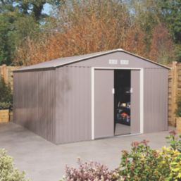Rowlinson Trentvale 10' x 11' 6" (Nominal) Apex Metal Shed Light Grey