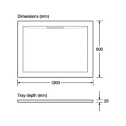 Mira Flight Level Safe Rectangular Shower Tray White 1200mm x 900mm x 25mm